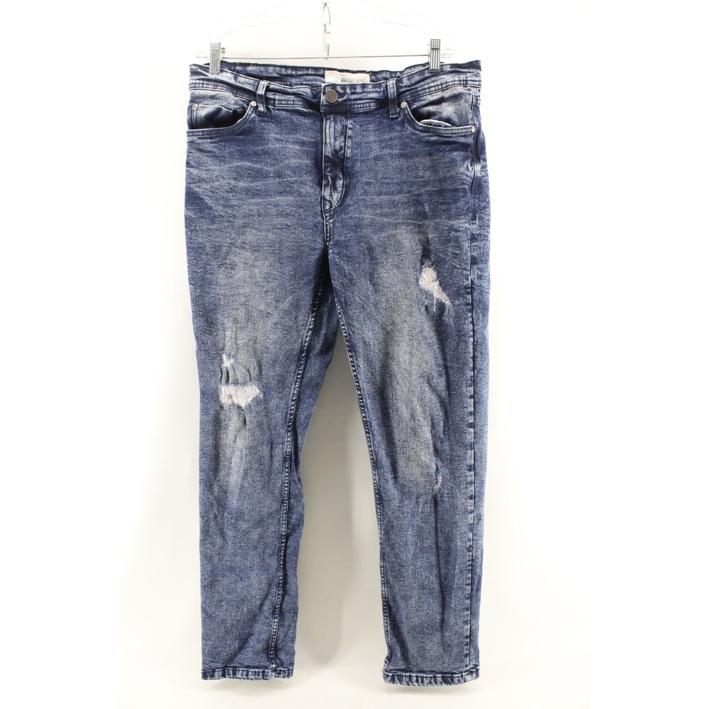 Refinery Republic Jeans Mens 36x31 (Tag 36x32) Blue Straight Leg Faux Distressed